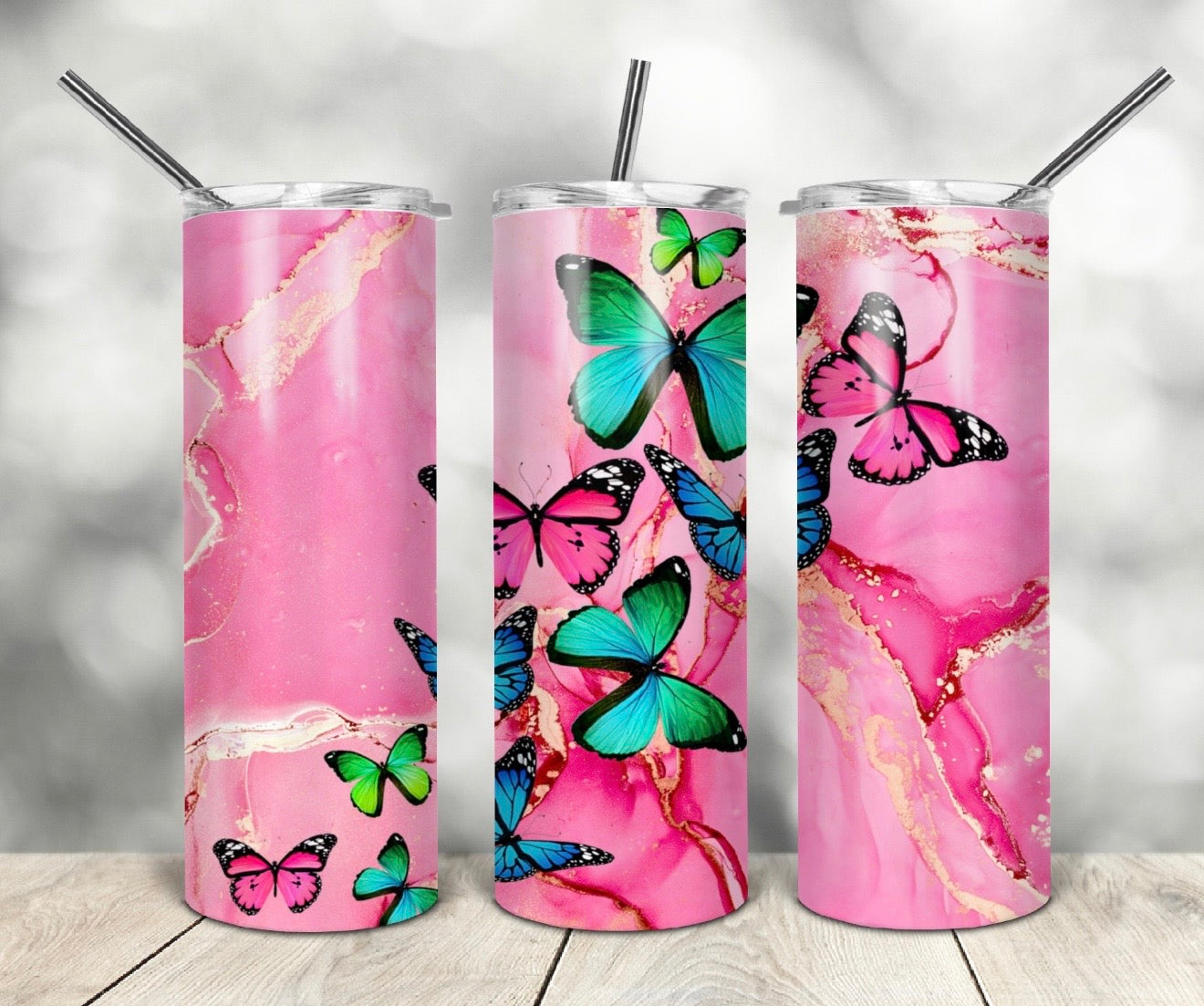 Pink Marble Butterflies